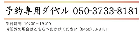 予約専用ダイヤル：050-3733-8181